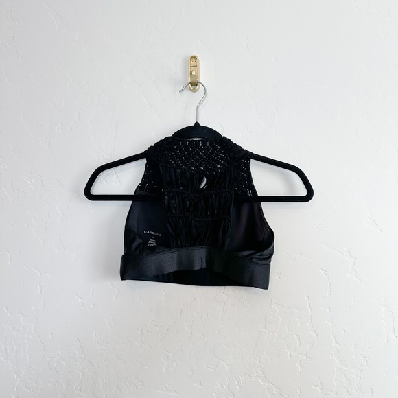 Carbon38 | Sayang Canggu Macramé Crochet Sports Bra in Black - Picture 4 of 7